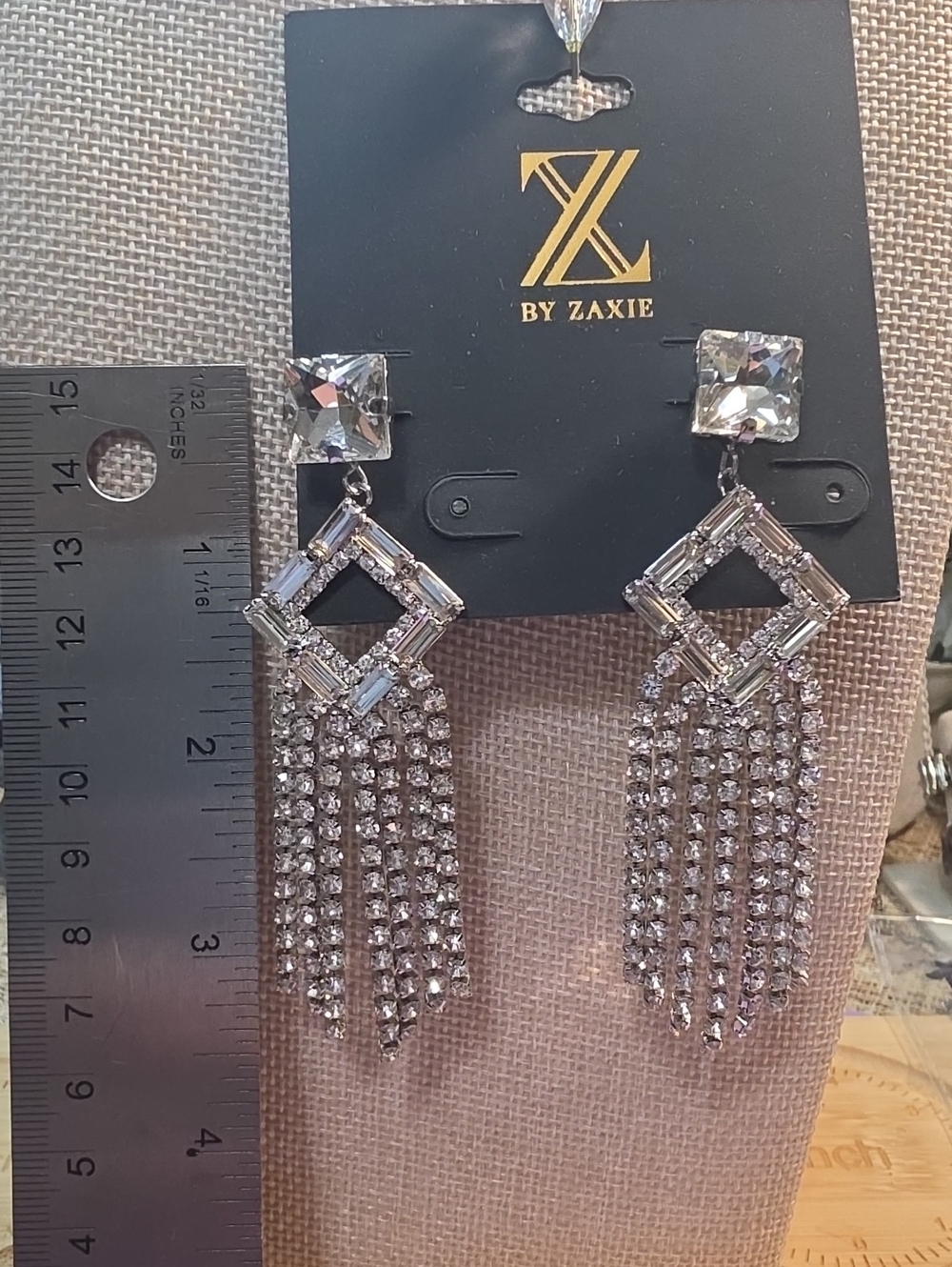 Silver Crystal Fringe Drop Earrings